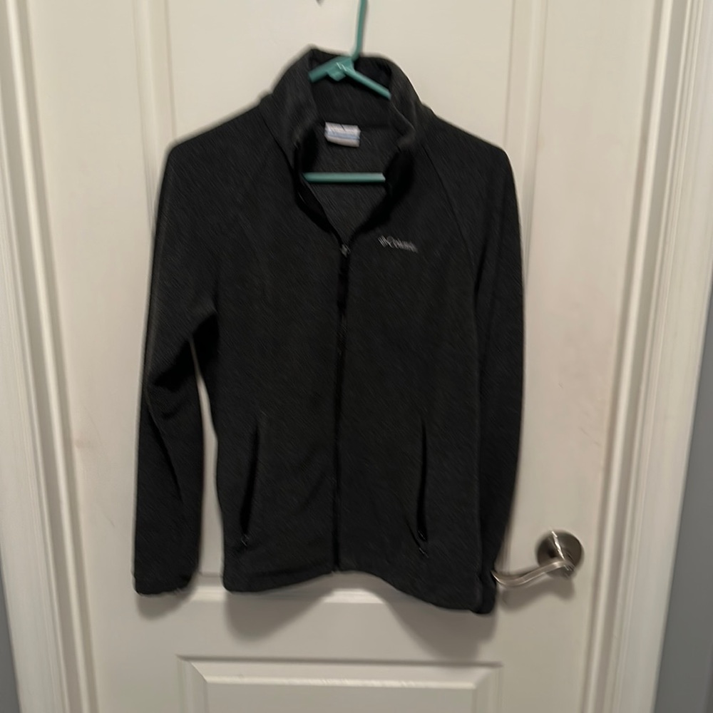 Columbia Jacket  Small Gray Full Zip Fleece Pockets Casual Mock Neck Womens